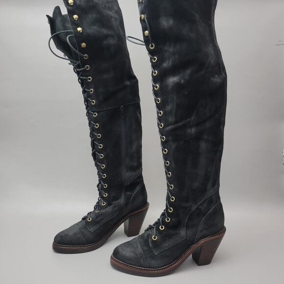 Stylish Black Over the Knee Boots - Picture 2 of 16